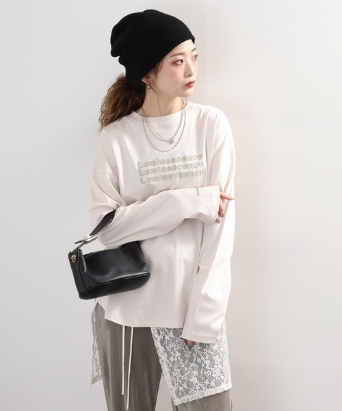 hunch(ハンチ)の「hunch シリコンロゴロンT(Tシャツ/カットソー・レディース・ホワイト/ライトベージュ/ブラック・FREE)」の19枚目の写真