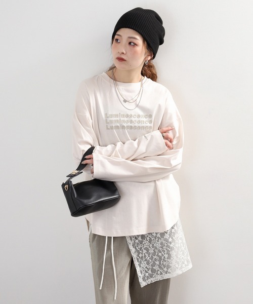hunch(ハンチ)の「hunch シリコンロゴロンT(Tシャツ/カットソー・レディース・ホワイト/ライトベージュ/ブラック・FREE)」の20枚目の写真