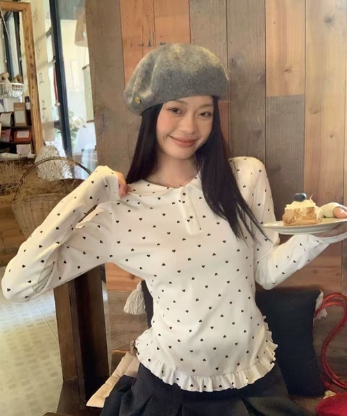 AsRiRe(アスリレイ)の「可愛いハート柄トップス(Tシャツ/カットソー・レディース・ホワイト・M)」の5枚目の写真