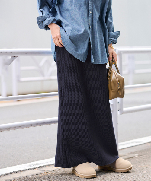 FRAMeWORK（フレームワーク）の「≪追加≫ワッフルストレートスカート（スカート・レディース・ピンク/ライトグレー/ネイビー・38/36）」の2枚目の写真