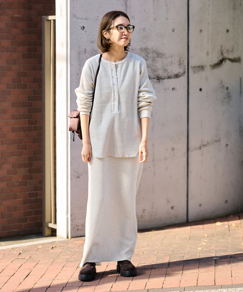 FRAMeWORK（フレームワーク）の「≪追加≫ワッフルストレートスカート（スカート・レディース・ピンク/ライトグレー/ネイビー・38/36）」の6枚目の写真