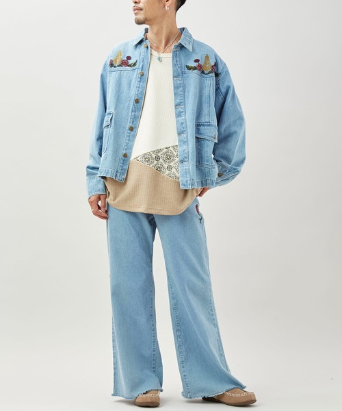 チャイハネ（チャイハネ）の「【チャイハネ】デニム刺繍MEN'Sジャケット（デニムジャケット・メンズ・ネイビー/ブルー・FREE）」の7枚目の写真