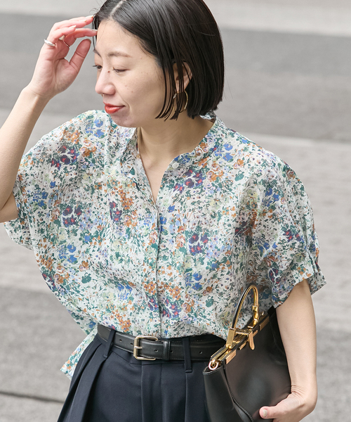 journal standard L'essage（ジャーナルスタンダードレサージュ）の「《WEB限定追加》DEVEAUX/ドットタックスリーブシャツ（シャツ/ブラウス・レディース・チョコ/レッド/ホワイト系その他・FREE）」の9枚目の写真