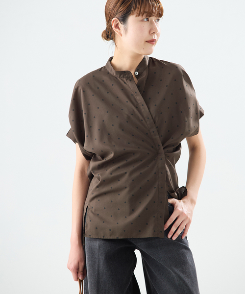 journal standard L'essage（ジャーナルスタンダードレサージュ）の「《WEB限定追加》DEVEAUX/ドットタックスリーブシャツ（シャツ/ブラウス・レディース・チョコ/レッド/ホワイト系その他・FREE）」の20枚目の写真