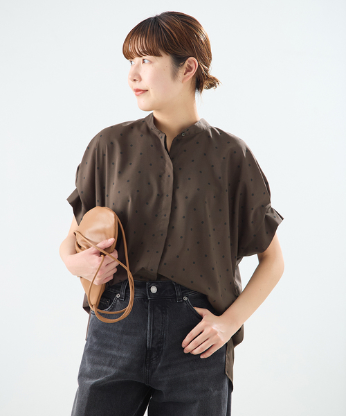 journal standard L'essage（ジャーナルスタンダードレサージュ）の「《WEB限定追加》DEVEAUX/ドットタックスリーブシャツ（シャツ/ブラウス・レディース・チョコ/レッド/ホワイト系その他・FREE）」の21枚目の写真