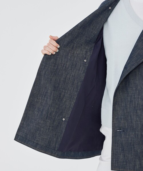 GALERIE VIE（ギャルリー ヴィー）の「【WEB先行予約】ステイブルーデニム カラーレストレンチコート（ノーカラーコート・レディース・ブルー・FREE）」の7枚目の写真