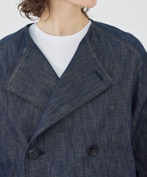 GALERIE VIE（ギャルリー ヴィー）の「【WEB先行予約】ステイブルーデニム カラーレストレンチコート（ノーカラーコート・レディース・ブルー・FREE）」の9枚目の写真