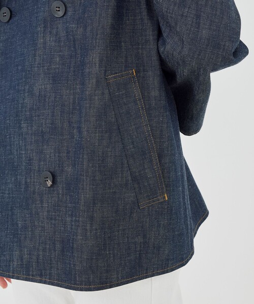 GALERIE VIE（ギャルリー ヴィー）の「【WEB先行予約】ステイブルーデニム カラーレストレンチコート（ノーカラーコート・レディース・ブルー・FREE）」の12枚目の写真