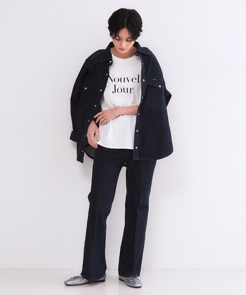 OPAQUE.CLIP(オペークドットクリップ)の「ロゴプリントロングTシャツ【洗濯機OK】(Tシャツ/カットソー・レディース・チャコールグレー/ホワイト・00)」の5枚目の写真