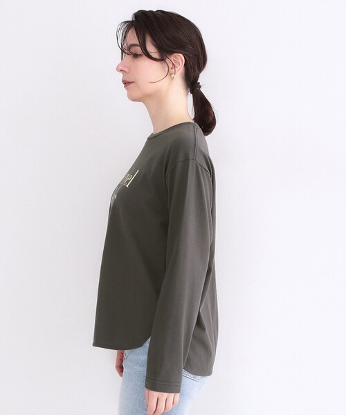 OPAQUE.CLIP(オペークドットクリップ)の「ロゴプリントロングTシャツ【洗濯機OK】(Tシャツ/カットソー・レディース・チャコールグレー/ホワイト・00)」の12枚目の写真