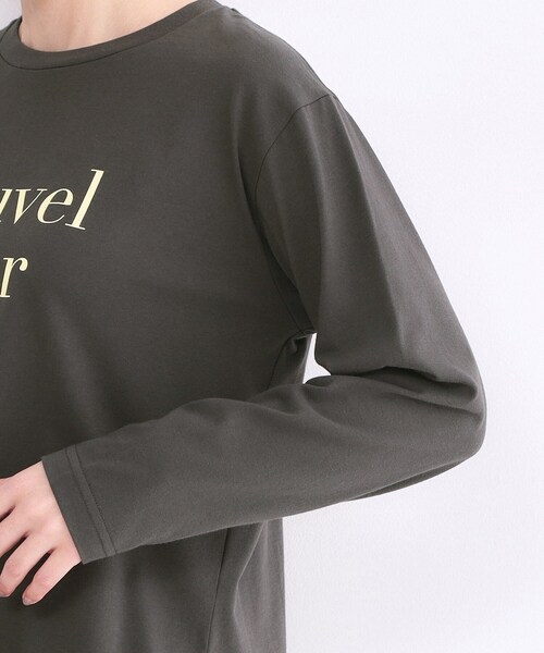 OPAQUE.CLIP(オペークドットクリップ)の「ロゴプリントロングTシャツ【洗濯機OK】(Tシャツ/カットソー・レディース・チャコールグレー/ホワイト・00)」の15枚目の写真