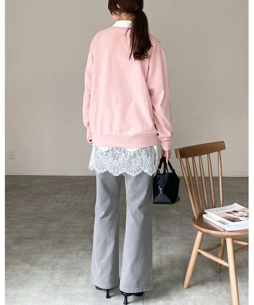 She's Closet(シーズクローゼット)の「長袖 裾レースドッキング ロングシャツ ブラウス(シャツ/ブラウス・レディース・ホワイト/ブラック・FREE)」の13枚目の写真