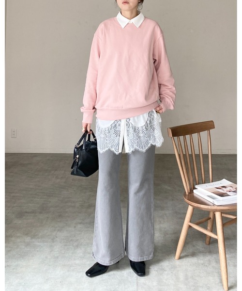 She's Closet(シーズクローゼット)の「長袖 裾レースドッキング ロングシャツ ブラウス(シャツ/ブラウス・レディース・ホワイト/ブラック・FREE)」の12枚目の写真