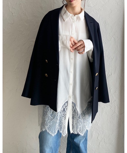 She's Closet(シーズクローゼット)の「長袖 裾レースドッキング ロングシャツ ブラウス(シャツ/ブラウス・レディース・ホワイト/ブラック・FREE)」の17枚目の写真