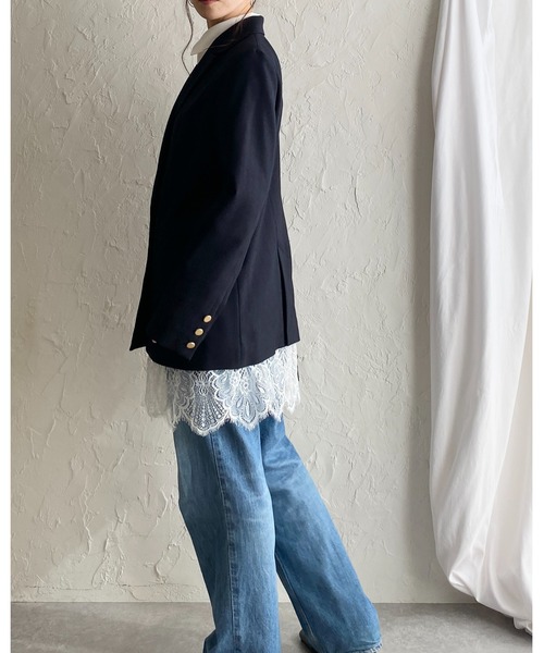 She's Closet(シーズクローゼット)の「長袖 裾レースドッキング ロングシャツ ブラウス(シャツ/ブラウス・レディース・ホワイト/ブラック・FREE)」の19枚目の写真
