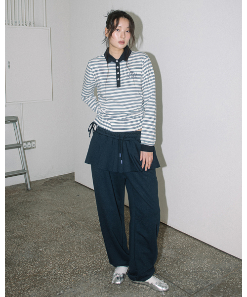 HAVISM（ヘビズム）の「STRIPE SHIRRING RUGBY L/S TEE(IVORY)（ポロシャツ・レディース・その他・ONE SIZE）」の3枚目の写真