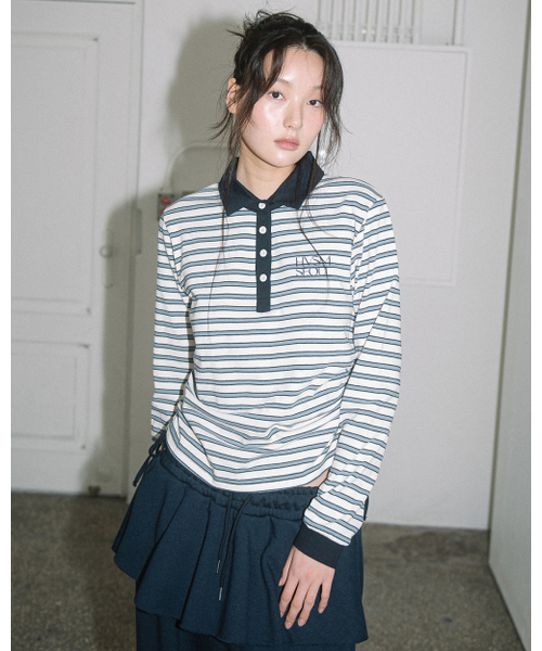 HAVISM（ヘビズム）の「STRIPE SHIRRING RUGBY L/S TEE(IVORY)（ポロシャツ・レディース・その他・ONE SIZE）」の4枚目の写真