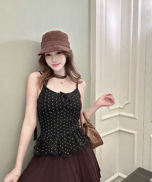 almo（アルモ）の「【LAMPOON】ドットフリルキャミソール（キャミソール・レディース・グレー/ホワイト/ブラック・FREE）」の11枚目の写真