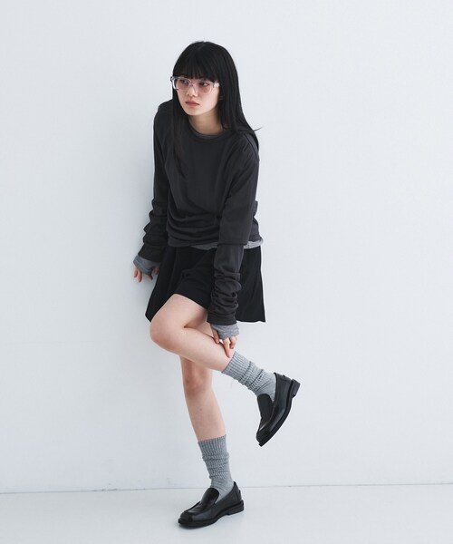 CODE A（コードエー）の「sheer combi layer tops（Tシャツ/カットソー・レディース・ライトグレー/チャコールグレー/ライトベージュ・00）」の8枚目の写真