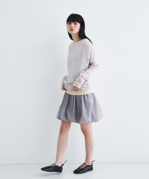 CODE A（コードエー）の「sheer combi layer tops（Tシャツ/カットソー・レディース・ライトグレー/チャコールグレー/ライトベージュ・00）」の14枚目の写真