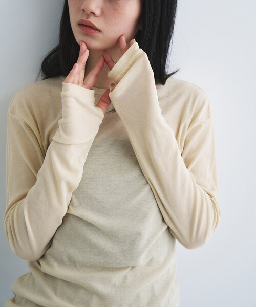 CODE A（コードエー）の「sheer combi layer tops（Tシャツ/カットソー・レディース・ライトグレー/チャコールグレー/ライトベージュ・00）」の16枚目の写真