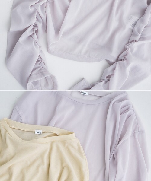 CODE A（コードエー）の「sheer combi layer tops（Tシャツ/カットソー・レディース・ライトグレー/チャコールグレー/ライトベージュ・00）」の17枚目の写真
