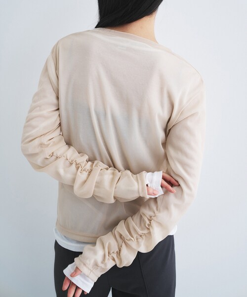 CODE A（コードエー）の「sheer combi layer tops（Tシャツ/カットソー・レディース・ライトグレー/チャコールグレー/ライトベージュ・00）」の9枚目の写真