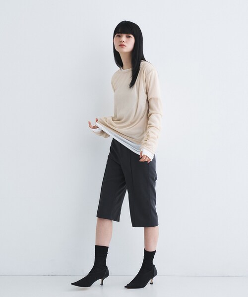 CODE A（コードエー）の「sheer combi layer tops（Tシャツ/カットソー・レディース・ライトグレー/チャコールグレー/ライトベージュ・00）」の11枚目の写真