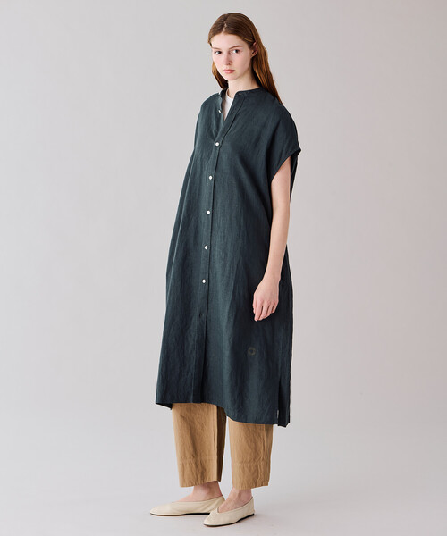 ORCIVAL（オーシバル）の「ORCIVAL | リネン フレンチスリーブ シャツワンピース WOMEN（ワンピース・レディース・チャコール/ネイビー/イエロー・1）」の8枚目の写真