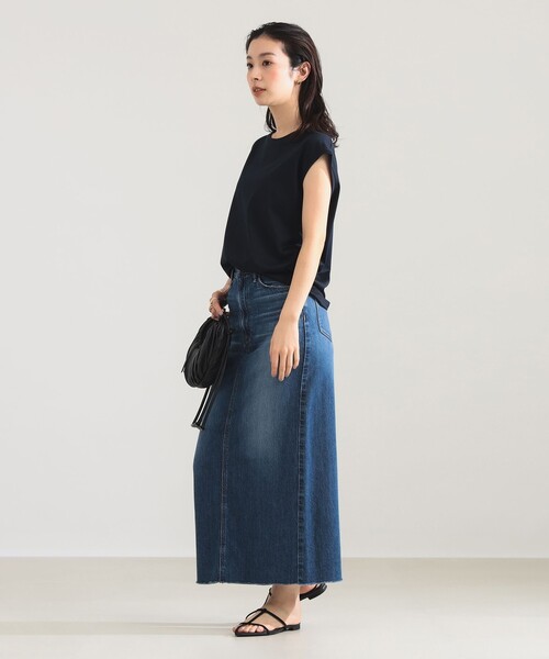 Demi-Luxe BEAMS（デミルクス ビームス）の「コットン シルク フレンチスリーブ Tシャツ（Tシャツ/カットソー・レディース・ネイビー/ホワイト・ONE SIZE）」の18枚目の写真