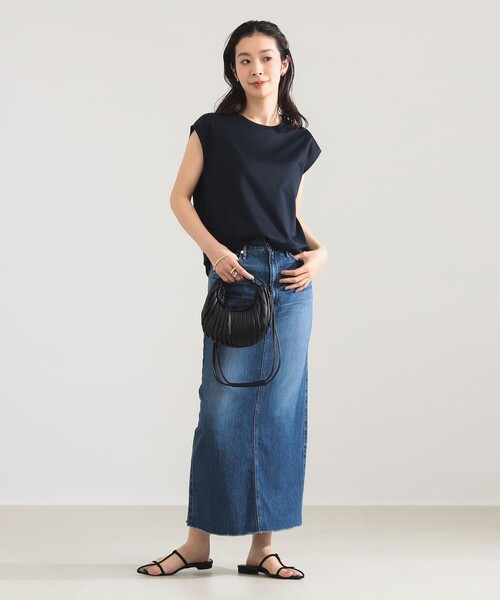 Demi-Luxe BEAMS（デミルクス ビームス）の「コットン シルク フレンチスリーブ Tシャツ（Tシャツ/カットソー・レディース・ネイビー/ホワイト・ONE SIZE）」の17枚目の写真