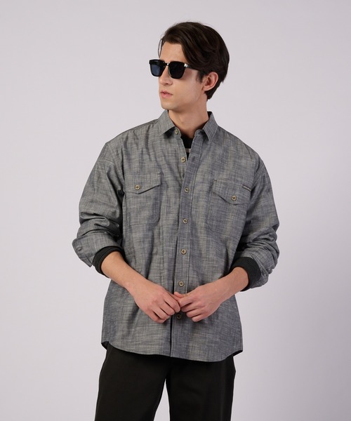 Eddie Bauer（エディーバウアー）の「アドベンチャラー シャンブレー 長袖シャツ（シャツ/ブラウス・メンズ・ベージュ/ダークネイビー/グレイッシュブルー・M/S/XXL/XL/L）」の3枚目の写真