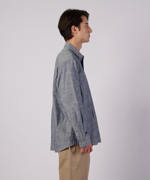 Eddie Bauer（エディーバウアー）の「アドベンチャラー シャンブレー 長袖シャツ（シャツ/ブラウス・メンズ・ベージュ/ダークネイビー/グレイッシュブルー・M/S/XXL/XL/L）」の5枚目の写真