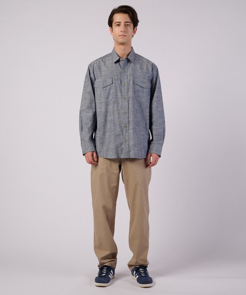 Eddie Bauer（エディーバウアー）の「アドベンチャラー シャンブレー 長袖シャツ（シャツ/ブラウス・メンズ・ベージュ/ダークネイビー/グレイッシュブルー・M/S/XXL/XL/L）」の6枚目の写真