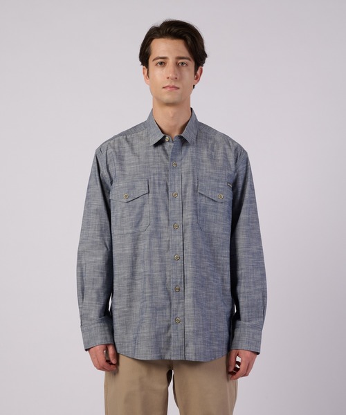 Eddie Bauer（エディーバウアー）の「アドベンチャラー シャンブレー 長袖シャツ（シャツ/ブラウス・メンズ・ベージュ/ダークネイビー/グレイッシュブルー・M/S/XXL/XL/L）」の9枚目の写真