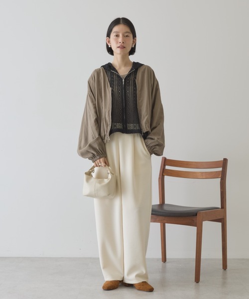 AMERICAN HOLIC（アメリカンホリック）の「フロントタックポンチカーブパンツ（スウェットパンツ・レディース・ダークネイビー/杢グレー/アイボリー・M/L）」の5枚目の写真