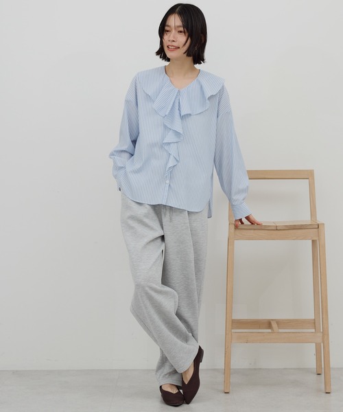 AMERICAN HOLIC（アメリカンホリック）の「フロントタックポンチカーブパンツ（スウェットパンツ・レディース・ダークネイビー/杢グレー/アイボリー・M/L）」の7枚目の写真