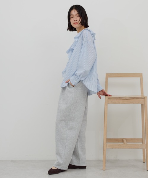 AMERICAN HOLIC（アメリカンホリック）の「フロントタックポンチカーブパンツ（スウェットパンツ・レディース・ダークネイビー/杢グレー/アイボリー・M/L）」の8枚目の写真