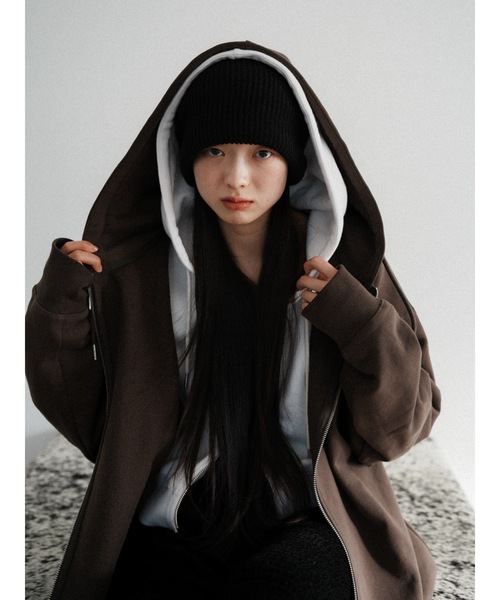 Katrin TOKYO(カトリーントーキョー)の「double zip parka(パーカー・レディース・ヘザーグレー/コーラル/ライトグレー/ホワイト/チョコ・SHORT/unisex XL)」の4枚目の写真