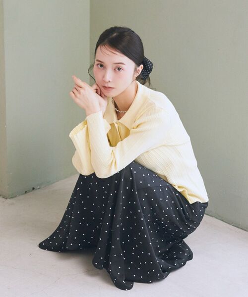 earth music&ecology（アースミュージックアンドエコロジー）の「ドット2段フリルバンス（その他ヘアアクセサリー・レディース・ブラック/アイボリー・FREE）」の6枚目の写真