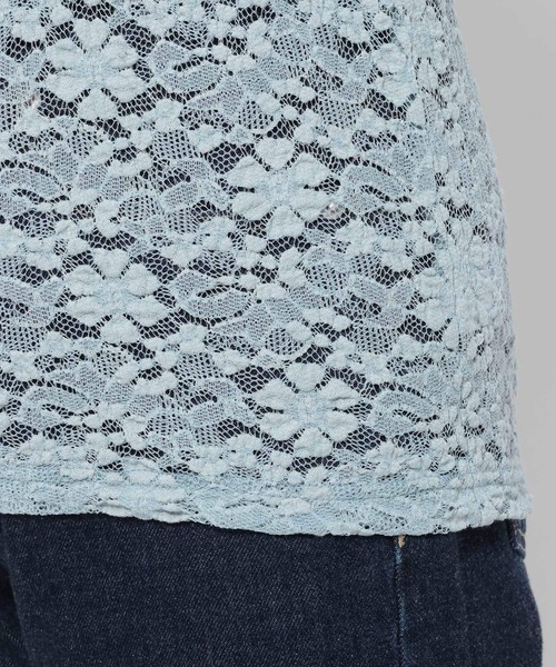 mysty woman（ミスティウーマン）の「【WEB限定】透かしフラワーポロカーディガン　667611（Tシャツ/カットソー・レディース・サックスブルー/ブラック/アイボリー・FREE）」の16枚目の写真