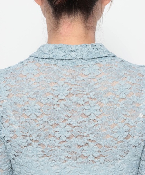 mysty woman（ミスティウーマン）の「【WEB限定】透かしフラワーポロカーディガン　667611（Tシャツ/カットソー・レディース・サックスブルー/ブラック/アイボリー・FREE）」の17枚目の写真