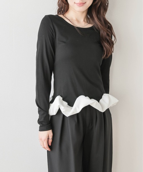 La-gemme(ラジェム)の「バルーンフリルヘムトップス(Tシャツ/カットソー・レディース・ブラック/グレー/ホワイト・フリー)」の12枚目の写真