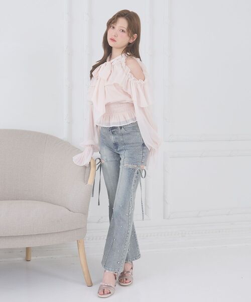 MAJESTIC LEGON（マジェスティックレゴン）の「アメスリフリルリボンブラウス（シャツ/ブラウス・レディース・アイボリー/ミント/ピンク/ライトグレー・MEDIUM）」の16枚目の写真