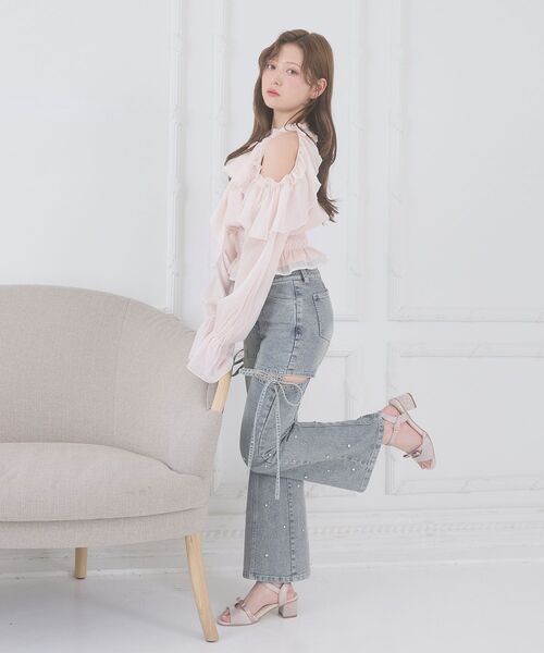 MAJESTIC LEGON（マジェスティックレゴン）の「アメスリフリルリボンブラウス（シャツ/ブラウス・レディース・アイボリー/ミント/ピンク/ライトグレー・MEDIUM）」の17枚目の写真