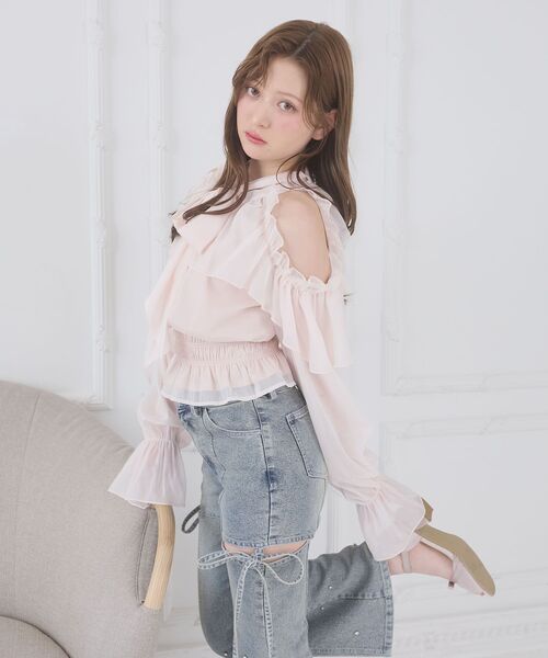 MAJESTIC LEGON（マジェスティックレゴン）の「アメスリフリルリボンブラウス（シャツ/ブラウス・レディース・アイボリー/ミント/ピンク/ライトグレー・MEDIUM）」の18枚目の写真