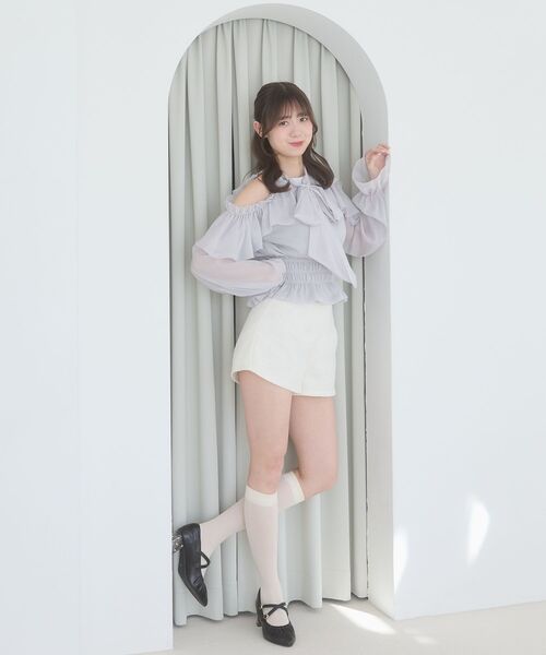 MAJESTIC LEGON（マジェスティックレゴン）の「アメスリフリルリボンブラウス（シャツ/ブラウス・レディース・アイボリー/ミント/ピンク/ライトグレー・MEDIUM）」の21枚目の写真