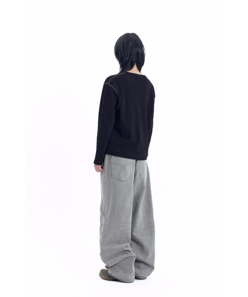 AAKAM（アーカム）の「Henry Neck Waffle Long Sleeve (Black)（Tシャツ/カットソー・レディース・その他・1/2）」の21枚目の写真