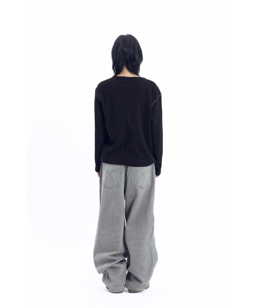 AAKAM（アーカム）の「Henry Neck Waffle Long Sleeve (Black)（Tシャツ/カットソー・レディース・その他・1/2）」の22枚目の写真