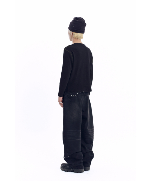 AAKAM（アーカム）の「Henry Neck Waffle Long Sleeve (Black)（Tシャツ/カットソー・レディース・その他・1/2）」の5枚目の写真